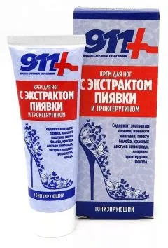 911 КРЕМ ДЛЯ НОГ С ЭКСТРАКТОМ ПИЯВКИ И ТРОКСЕРУТИНОМ 85мл Россия Твинс Тэк